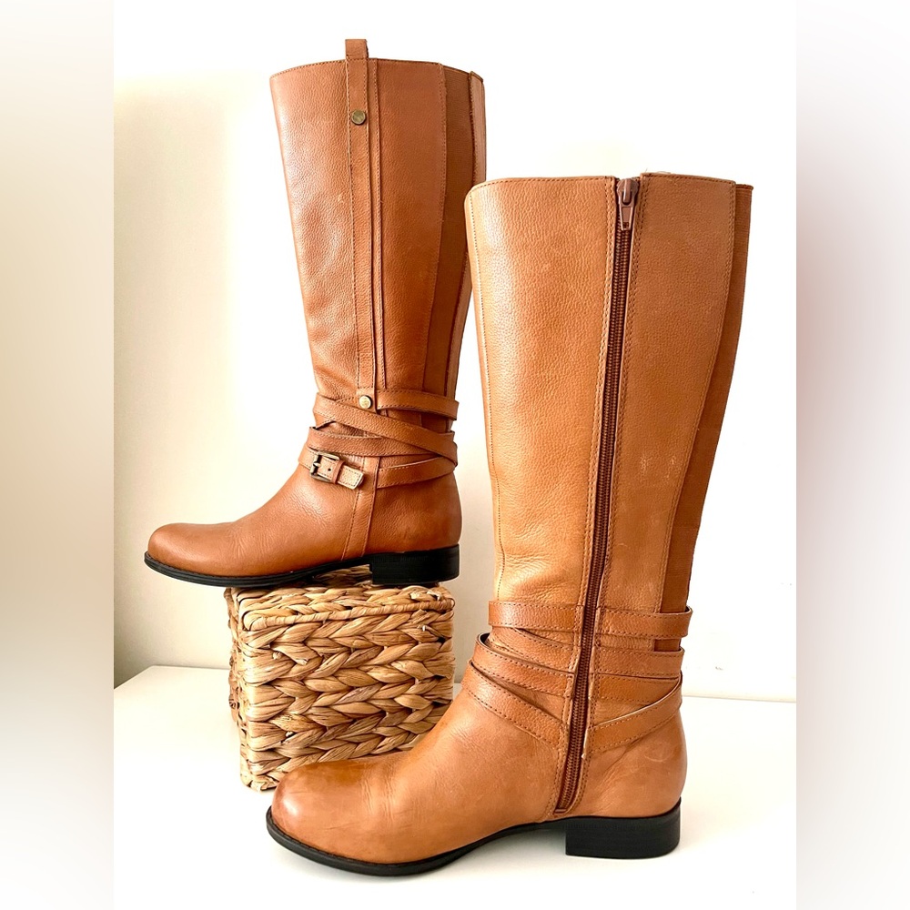 Naturalizer Tan Leather Knee-High Boots 7W - Picture 2 of 11
